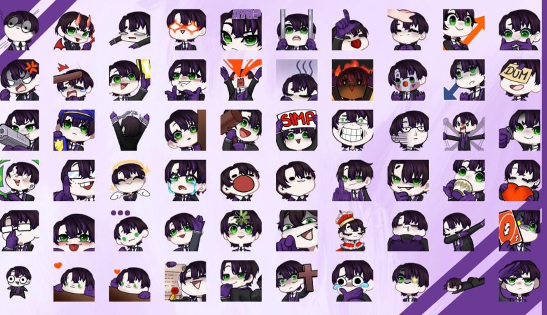 Original OC Twitch Chibi Emotes Click to View PrincelingDante's Twitter/X account